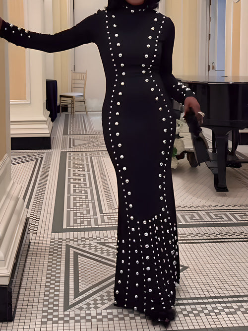 Abito Elegante Collo Alto con borchie brillanti ✨
