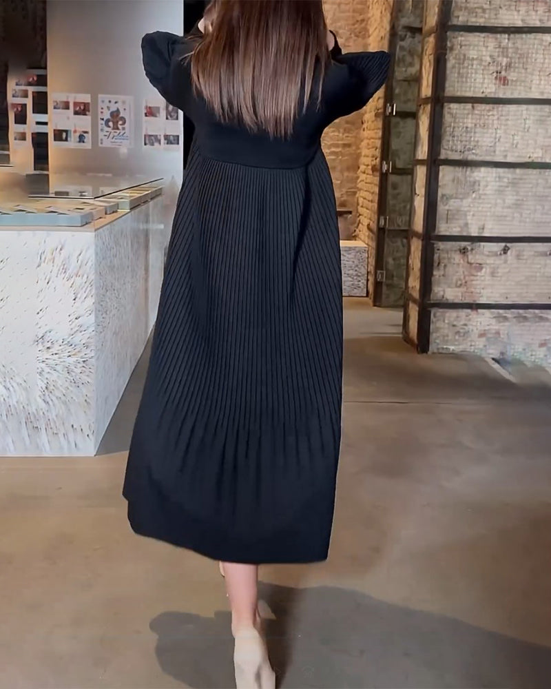 Vestito Wanda brillante con maniche a lanterna ✨🖤