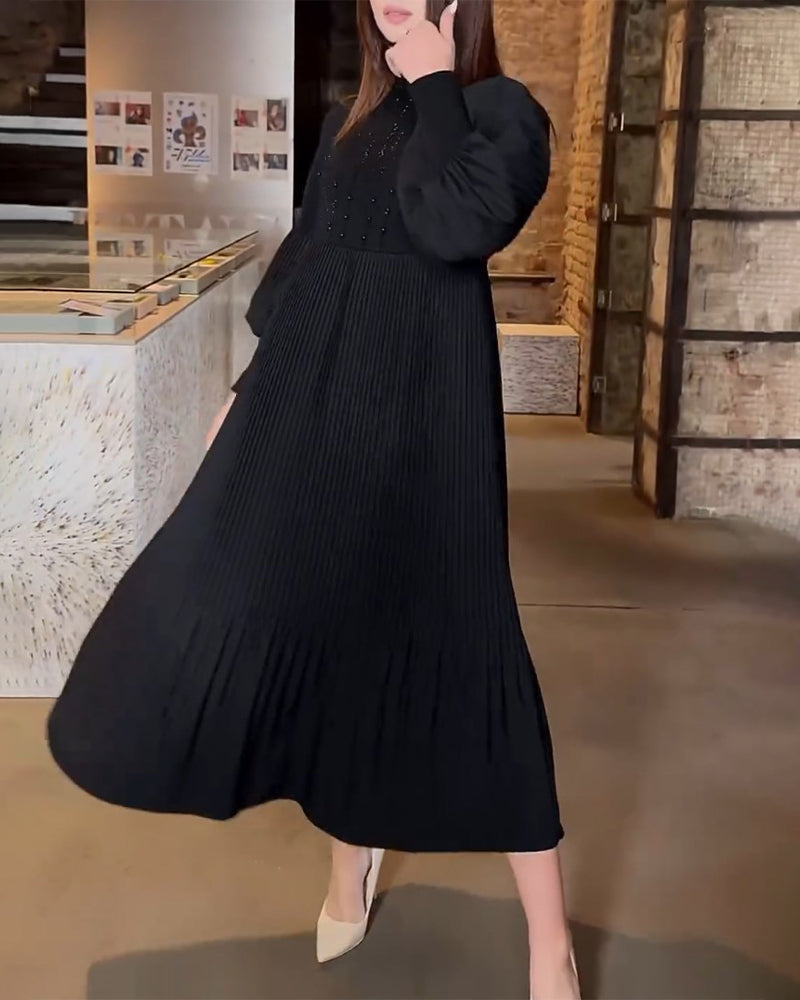 Vestito Wanda brillante con maniche a lanterna ✨🖤